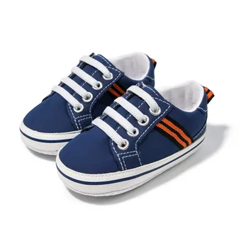 Новая модная детская обувь для новорожденных мальчиков, повседневная парусиновая обувь на мягкой подошве, нескользящие кроссовки, детские ходунки 0-18 м