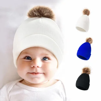 Новые осенне-зимние однотонные шерстяные мужские и женские теплые детские шапки, модные детские вязаные шапки в тон