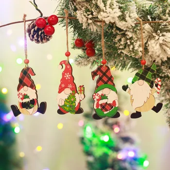 Новые Рождественские украшения Деревянные подвески Санта Рождество Елочные украшения Декор Новогодние Подарки