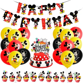 Новые украшения для детского Дня рождения Disney с Микки Маусом, Сумка, воздушный шар, Бумажные стаканчики, Тарелка, Одноразовая посуда для душа ребенка, Расходные материалы
