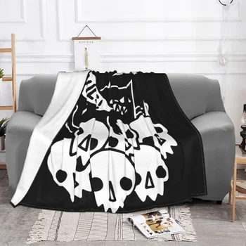 Одеяло с черепом Cat Got Your Soul, Фланелевое, с пугающим принтом на Хэллоуин, Многофункциональное Теплое одеяло для дома, покрывало на кровать на открытом воздухе