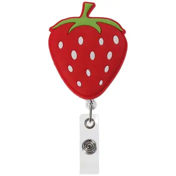Пластиковая цепочка для ключей Прочная Клубнично-красная Катушка для бейджа, Держатель удостоверения личности для офиса