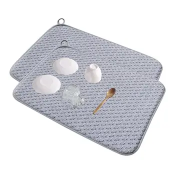 Подставка для сушки посуды из ультратонкой микрофибры, Реверсивный коврик для сушки посуды из микрофибры для кухни под раковиной или сушилкой для столешницы