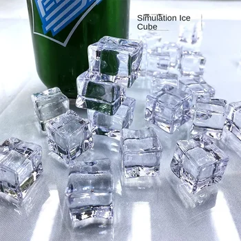 прозрачные кубики льда квадратной формы из искусственного акрила 10шт 20 мм для украшения обеденного стола на вечеринке по случаю Дня рождения, реквизит для фотосъемки
