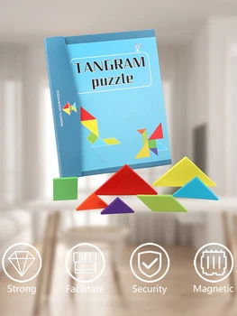 Развивающая игрушка IQ для путешествий Tangram Puzzle с магнитным рисунком из дерева