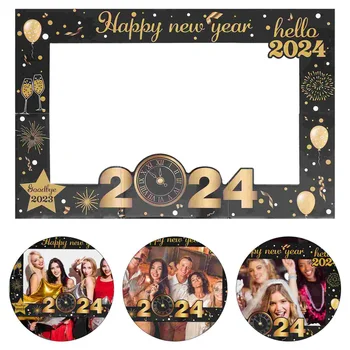 Рамка для фотобудки с Новым годом, бумажная картинка, реквизит для вечеринки, украшения, реквизит для вечеринки, сувениры для селфи