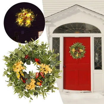 Рождественские Украшения для Наружных Дверей Новогодняя Вывеска для Входной Двери, Окна И Стены Зеленого Цвета Для Украшения Гирлянды, Венка Из