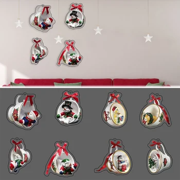 Рождественский Елочный Орнамент Кошка Снеговик Кофейная Чашка Рождественское Украшение для Рождественской Елки Party Holiday Home Decor
