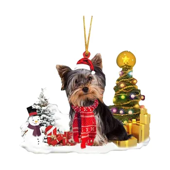 Рождество и собака Акриловый материал, милое украшение для Рождественской елки, подвеска для автомобиля, декор для свадебной вечеринки hogar товары для дома