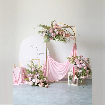 Розовый свадебный фон, реквизит, цветочная композиция, декор арки для вечеринки, подвесной цветочный ряд, сцена для мероприятия, напольная витрина с цветами и шаром