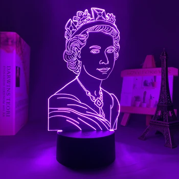 Светодиодный ночник королевы Елизаветы II Lineart для украшения дома, сувенирные ночники, изменяющие цвет, акриловая 3D лампа королевы