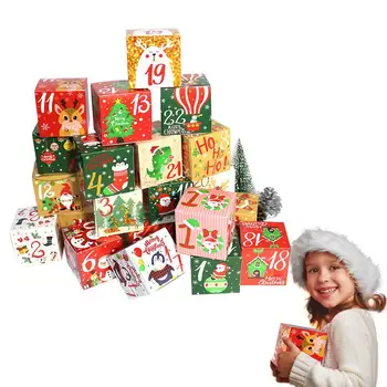 Сделай САМ Рождественский Адвент-календарь на 24 дня, Рождественские картонные коробки с цифрами, сделай САМ Календарь обратного отсчета, Рождественские украшения для школы