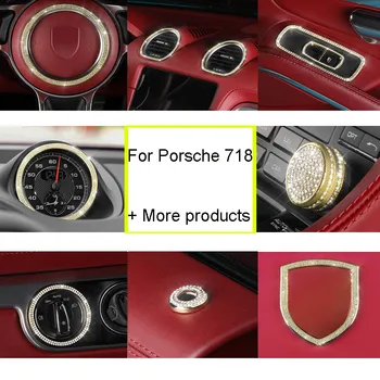 Стайлинг Автомобиля Золотой Для Porsche 718 Молдинги Салона Автомобиля Бриллиантовая Накладка Наклейка На Выходное Отверстие Рулевого Колеса Кольцо С Часами