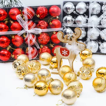 Украшение Рождественского шара, Гирлянда из Рождественской елки, Золотая Щепка, Розово-красный Рождественский шар, набор праздничных новогодних украшений для дома