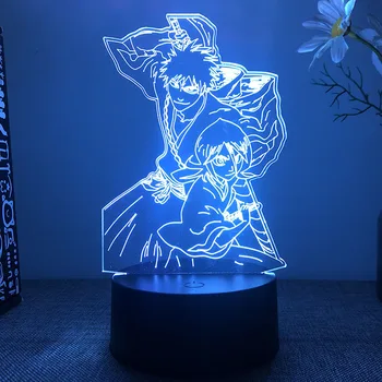 Фигурка аниме Bleach Kurosaki Ichigo 3d светодиодная лампа для спальни, ночники в стиле манга, декор детской комнаты, подарок детям на день рождения
