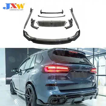 Черные решетки бампера из АБС/углеродного волокна, передняя кромка, задний диффузор, спойлер, боковая юбка для BMW X5 G05 M sport 2019 + Обвесы для автомобиля