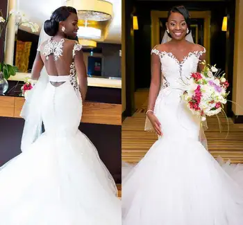 Элегантные Свадебные платья Африканской Русалки с Кружевной аппликацией на заказ, свадебные платья 2024 г.