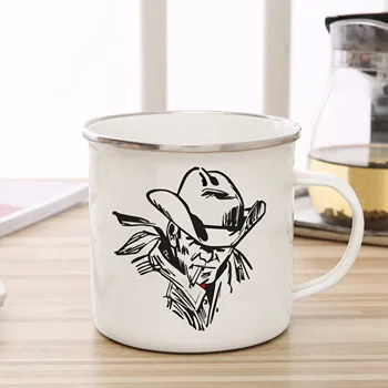 Эмалированная чашка в стиле Вестерн-ковбой, Кофейная чашка, кружка для рыбацкого клуба, Чашка для чая, молока, пива, Забавный Уникальный подарок фанатам на память